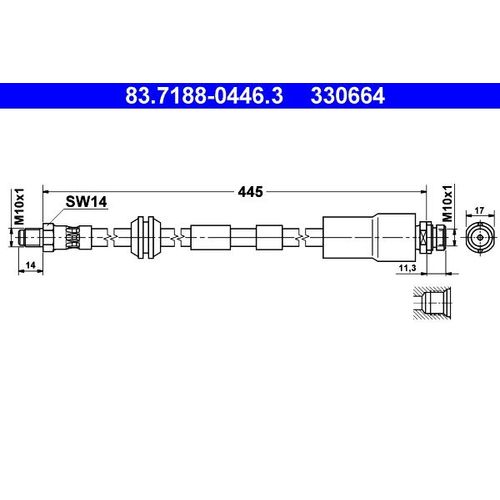 BREMSSCHLAUCH ATE 83.7188-0446.3 - VORDERACHSE FÜR JAGUAR X-TYPE ESTATE CF1