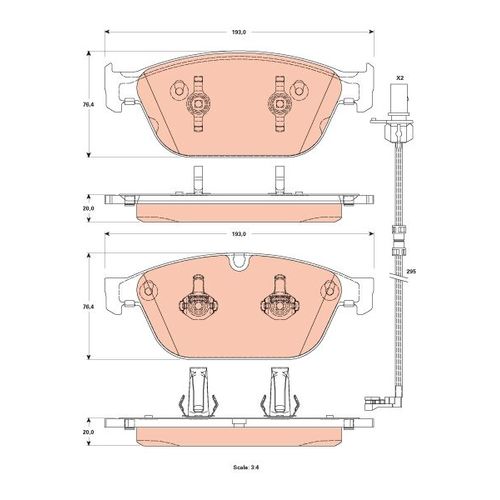 BREMSBELAGSATZ TRW GDB1884 - VORDERACHSE FÜR AUDI A8 4H