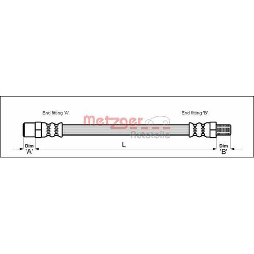 BREMSSCHLAUCH METZGER 4110333 FÜR AUDI 80